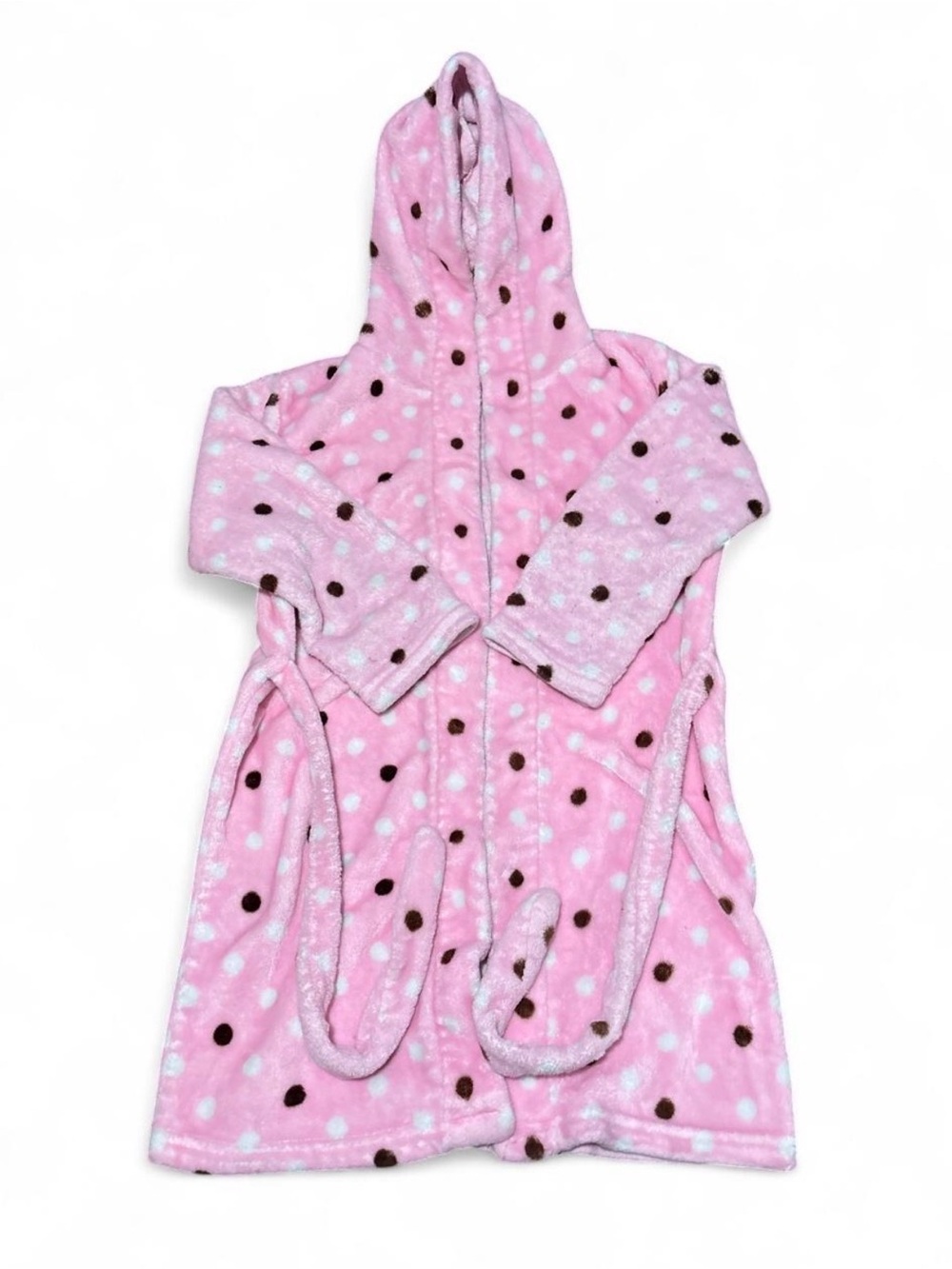 Amazon Pink Polka Dot Fleece Hooded Robe
